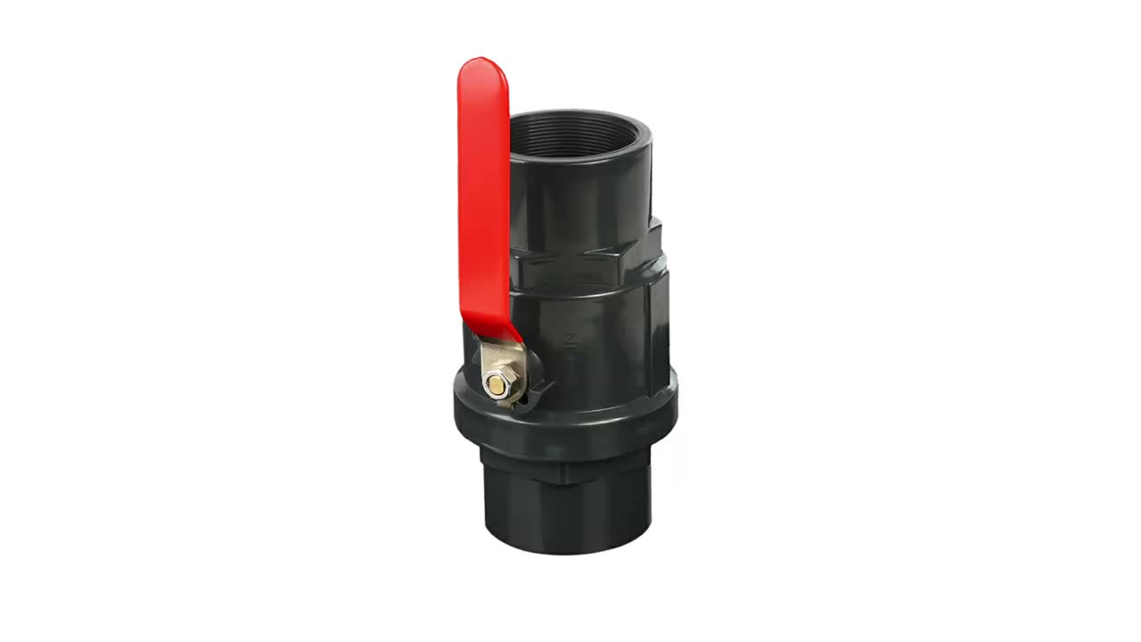 Hongke Stainless Steel Handle Two Pieces PVC Ball Valve Internal Thread Connection Customized OEM Design for Water Media 1