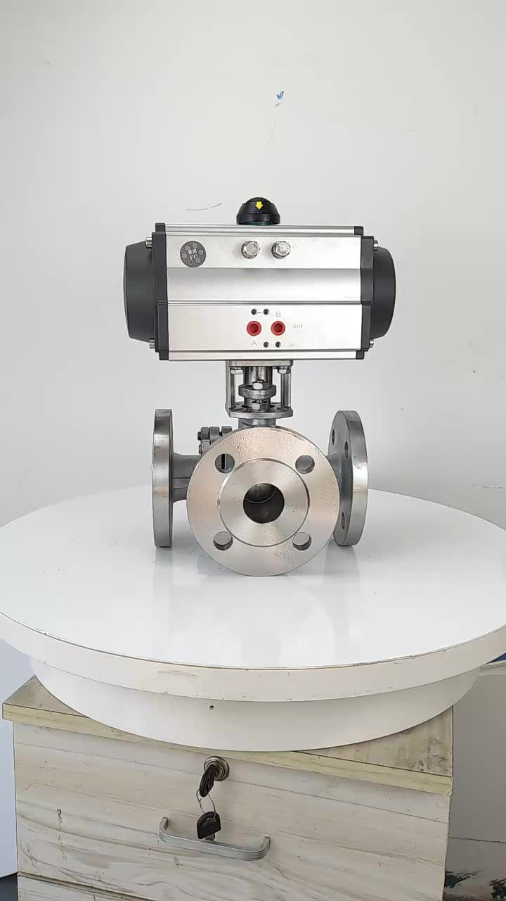 Customizable Stainless Steel Cast Flange T- and L-Type Reversing Pneumatic Ball Valve 3-Way Pneumatic Actuator with OEM Support 1