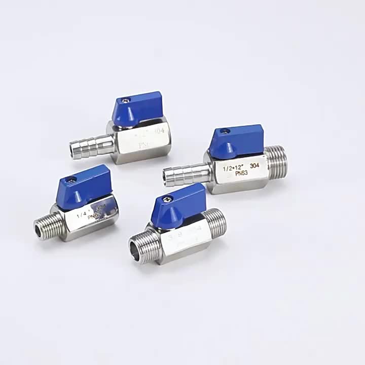 Furui Stainless Steel 1/2'' NPT BSP Female to Male Mini Ball Valve 1000PSI PN63 Shut Off Valve 1
